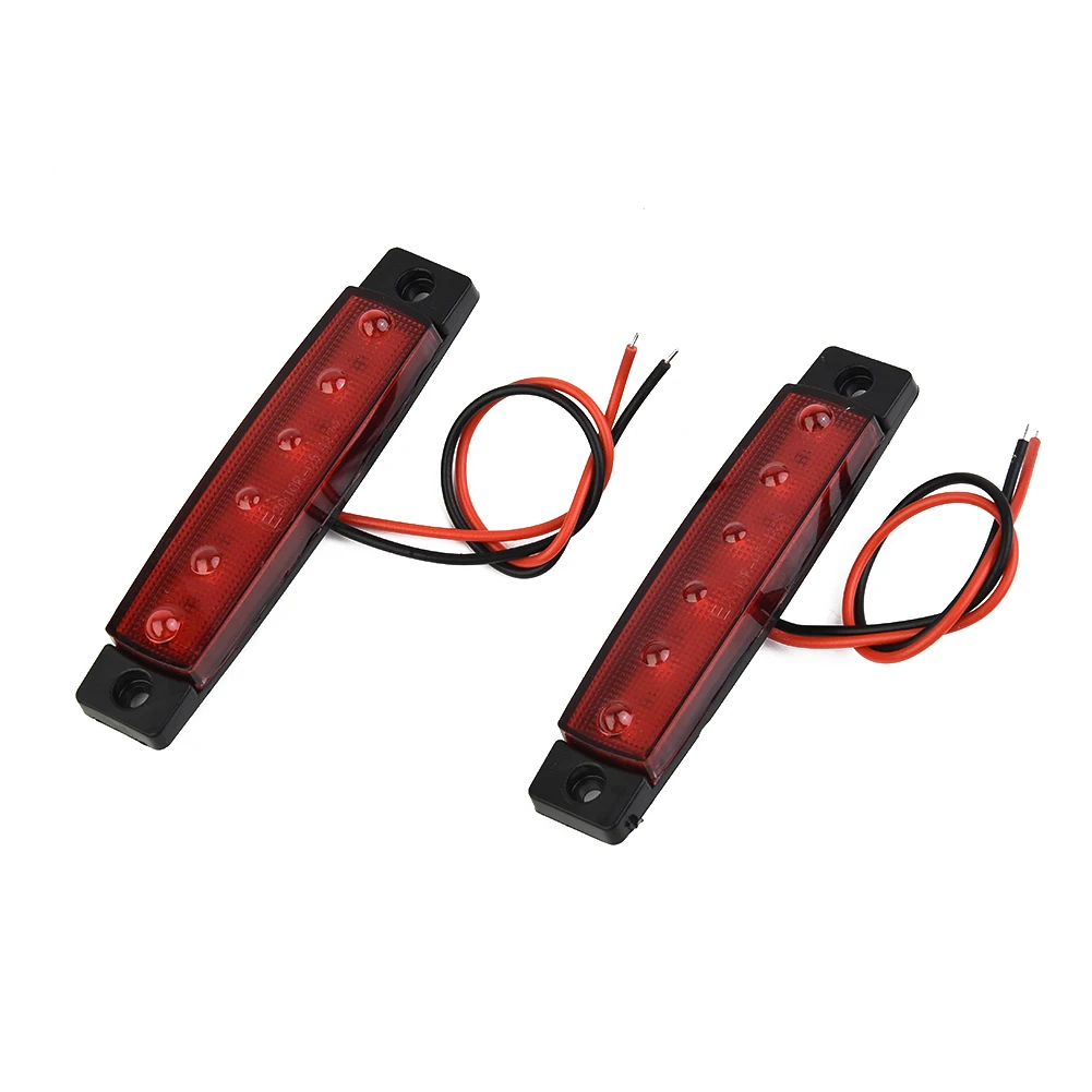 2pcs 6 LED DC-12V Red Sealed Turn Brake Stop Tail Lights For Truck Trailer RV Boat Waterproof ABS Marker Lights