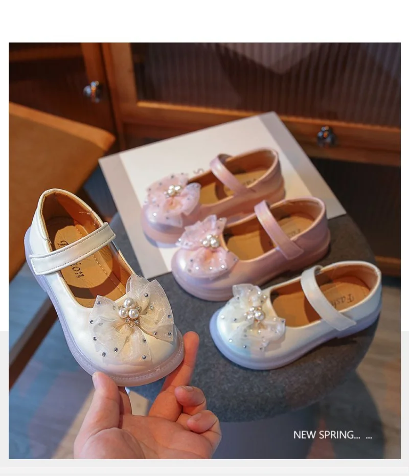 

Cute Bow Girl Shoes Dress for For Kids Girl Mary Jane Shoe Due To Princesses Ballet Flats Party Leather Shoe for Children School