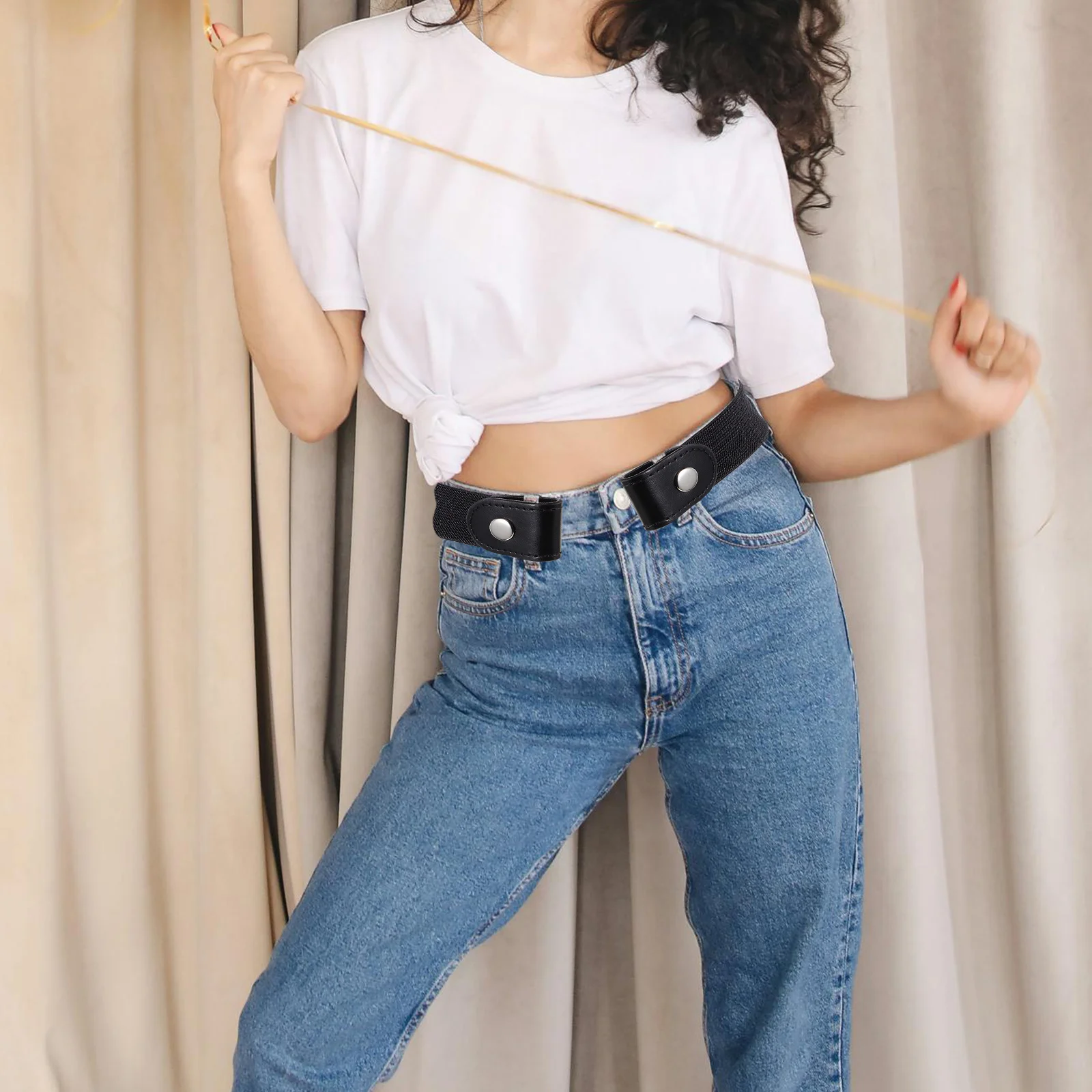 

2Pcs Elastic Waist Belt for Women Men Comfortable Buckleless Invisible Adjustable Pants Jeans Sweater Belt for Tucking