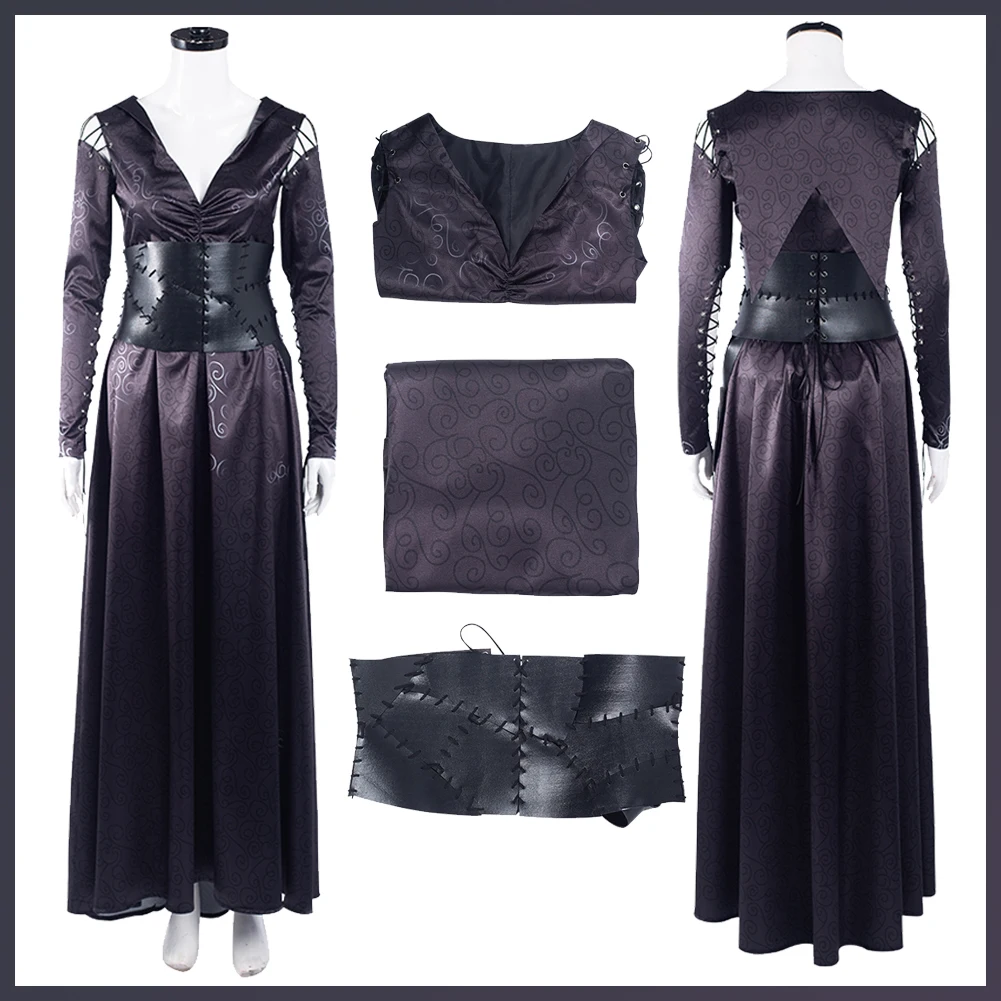 

Magic Movie Witch Bella Costume Disguise Bellatrix Cosplay Lestrange Fantasy Girdling Dress Adult Women Roleplay Fantasia Outfit