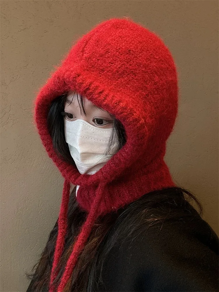 Gestrickte Mützen, Mütze für Männer und Frauen, Winter, warm, Unisex, mit Kapuze, Halsband, Schal, Mütze, Skimütze, kalte Hüte, Sturmhaube, Mützen, Motorhaube – Detail 3