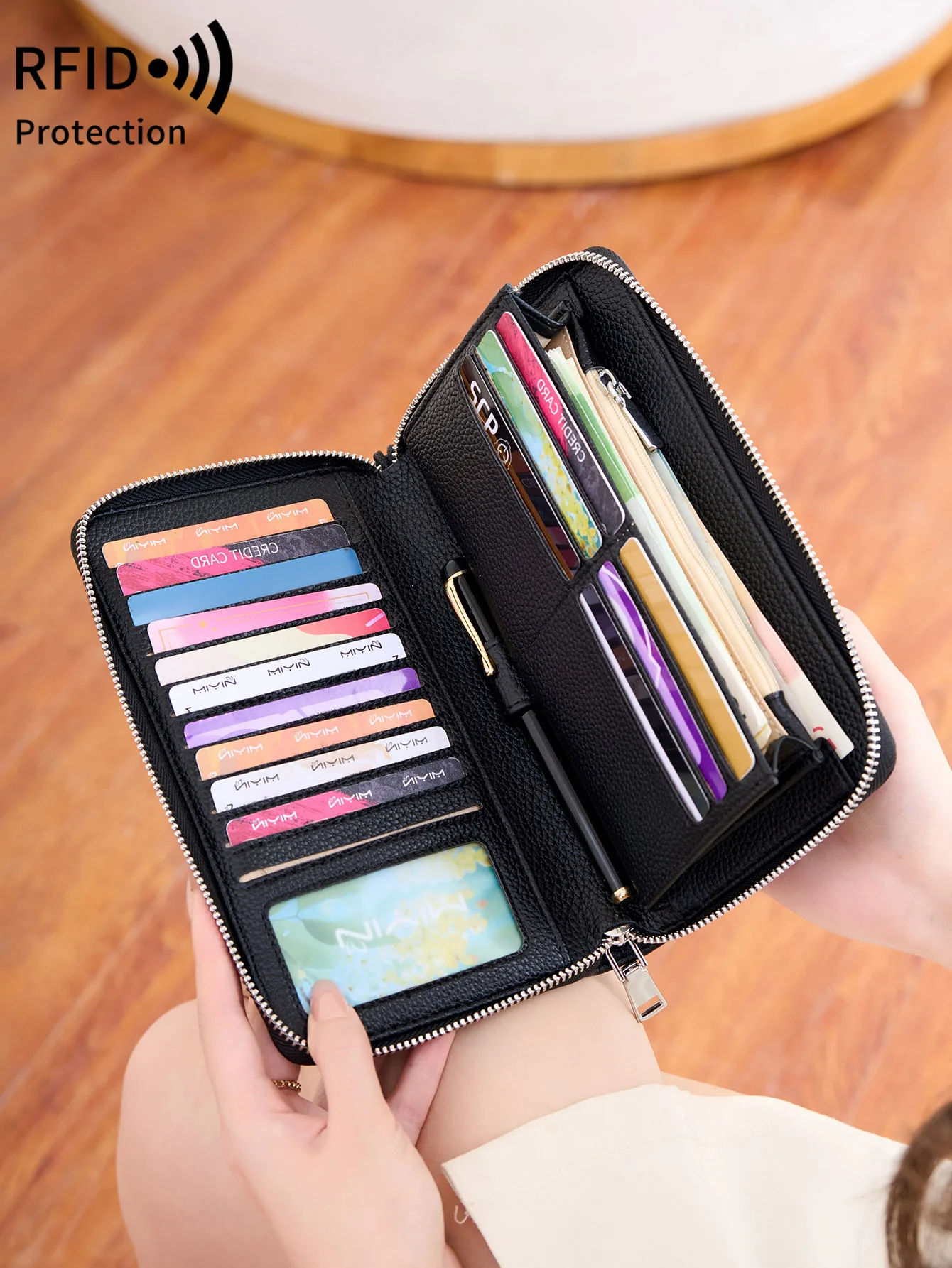 جديد تتفاعل حجب المرأة محفظة طويلة موضة خمر ليوبارد طباعة متعددة الوظائف سعة كبيرة حامل بطاقة الائتمان مزدوجة أضعاف