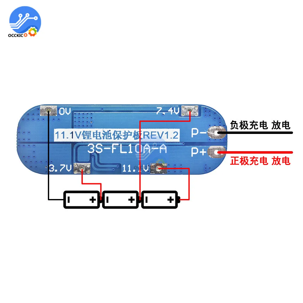 10 teile/los BMS 3S 10A 12,6 V Li-Ion Lithium 18650 Batterie Ladung Schutz Bord Batterie Balancer BMS PCB Equalizer modul