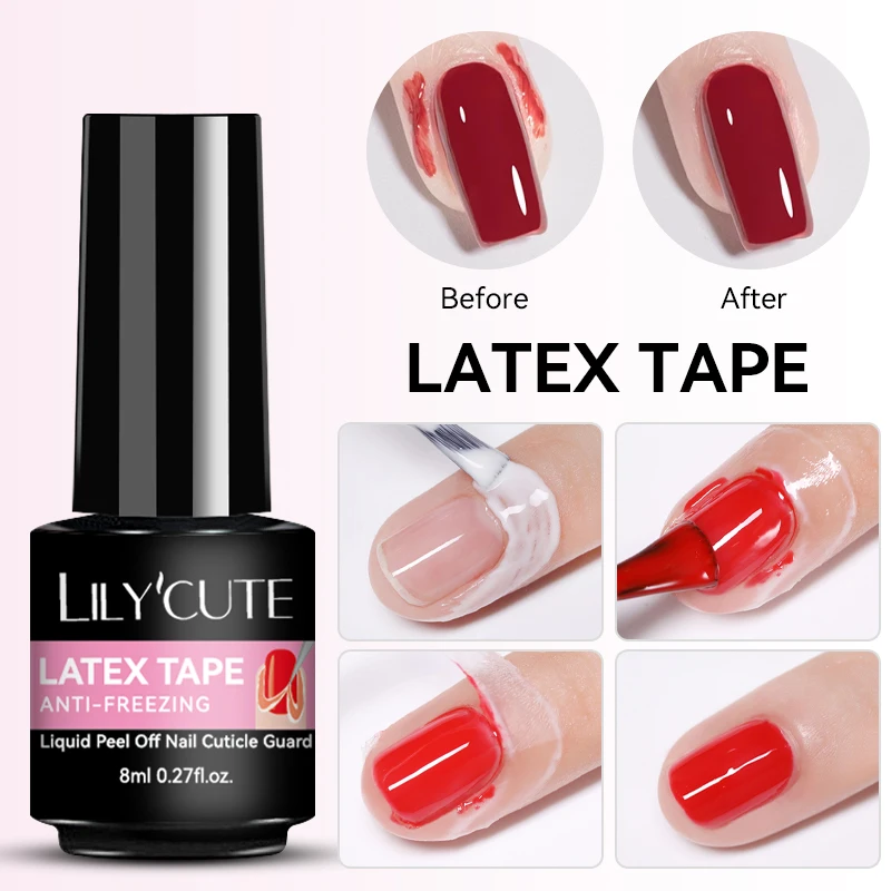 LILYCUTE 8ml Anti-freezing Nail Edge Latex Tape Gel Polish Peel Off Liquid  Nail Cuticle Guard Glue Nail Finger Protectors