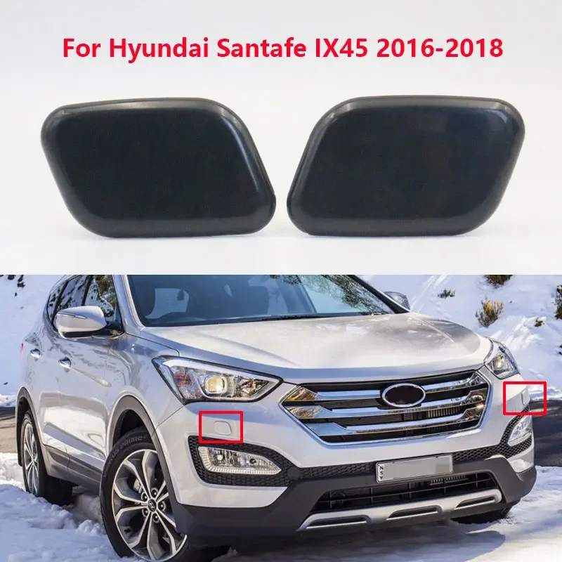 Unpainted 1 Pair Front Bumper Left Right Head Light Lamp Washer Spray Nozzle Cover cap for Hyundai Santafe IX45 2016 2017 2018