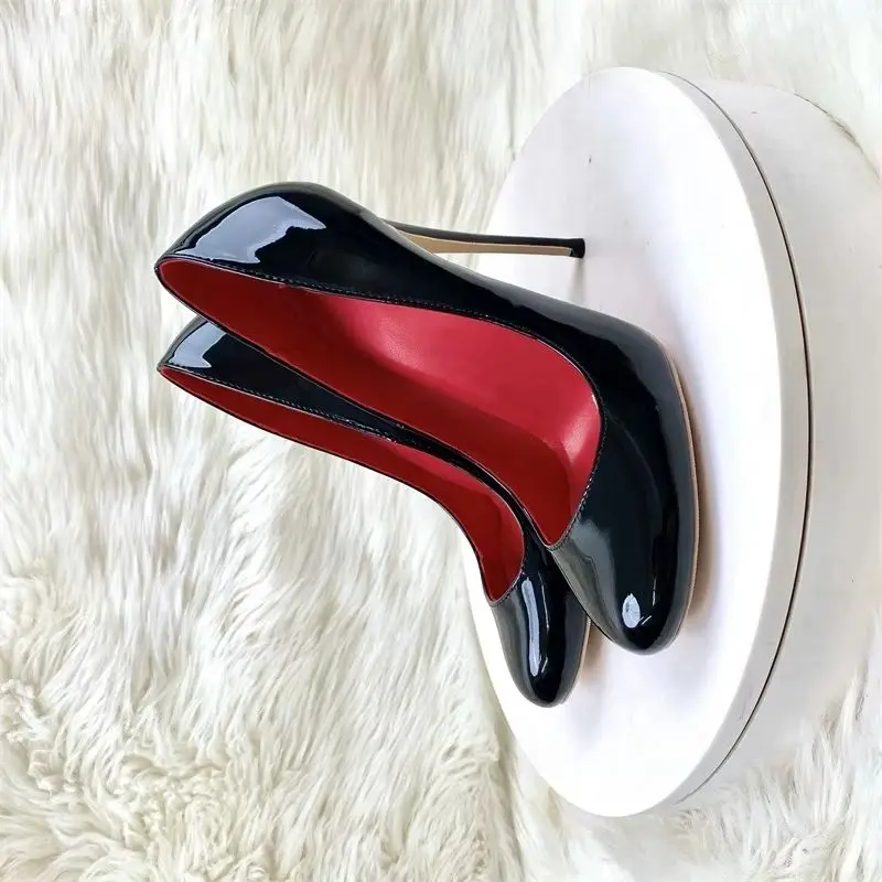 

Новые розовые туфли-лодочки Brand Spring из лакированной кожи на тонком высоком каблуке для свадьбы, ночного клуба, вечеринки, с круглым носком, большие размеры