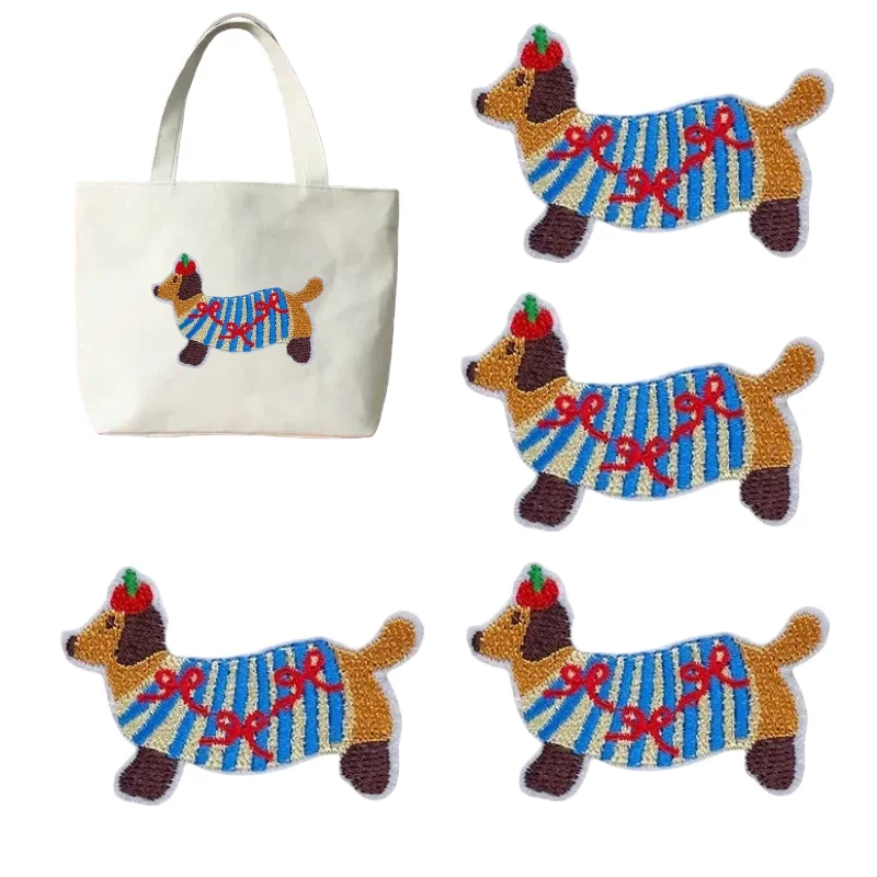 

Милая такса, самоклеящаяся вышивка, модная шляпа, значок в форме сердца, аппликация для одежды, сделай сам, глажка на нашивках на на наклейке