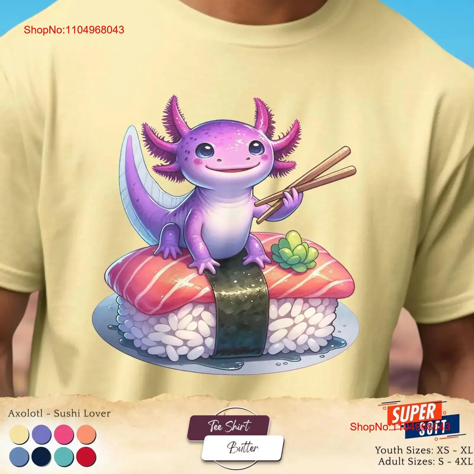 

Футболка Axolotl Sushi, рептилия, саламандра, экзотические животные, домашние животные, черепахи для друга, учителя, дня рождения, любитель еды, винтажные стираные