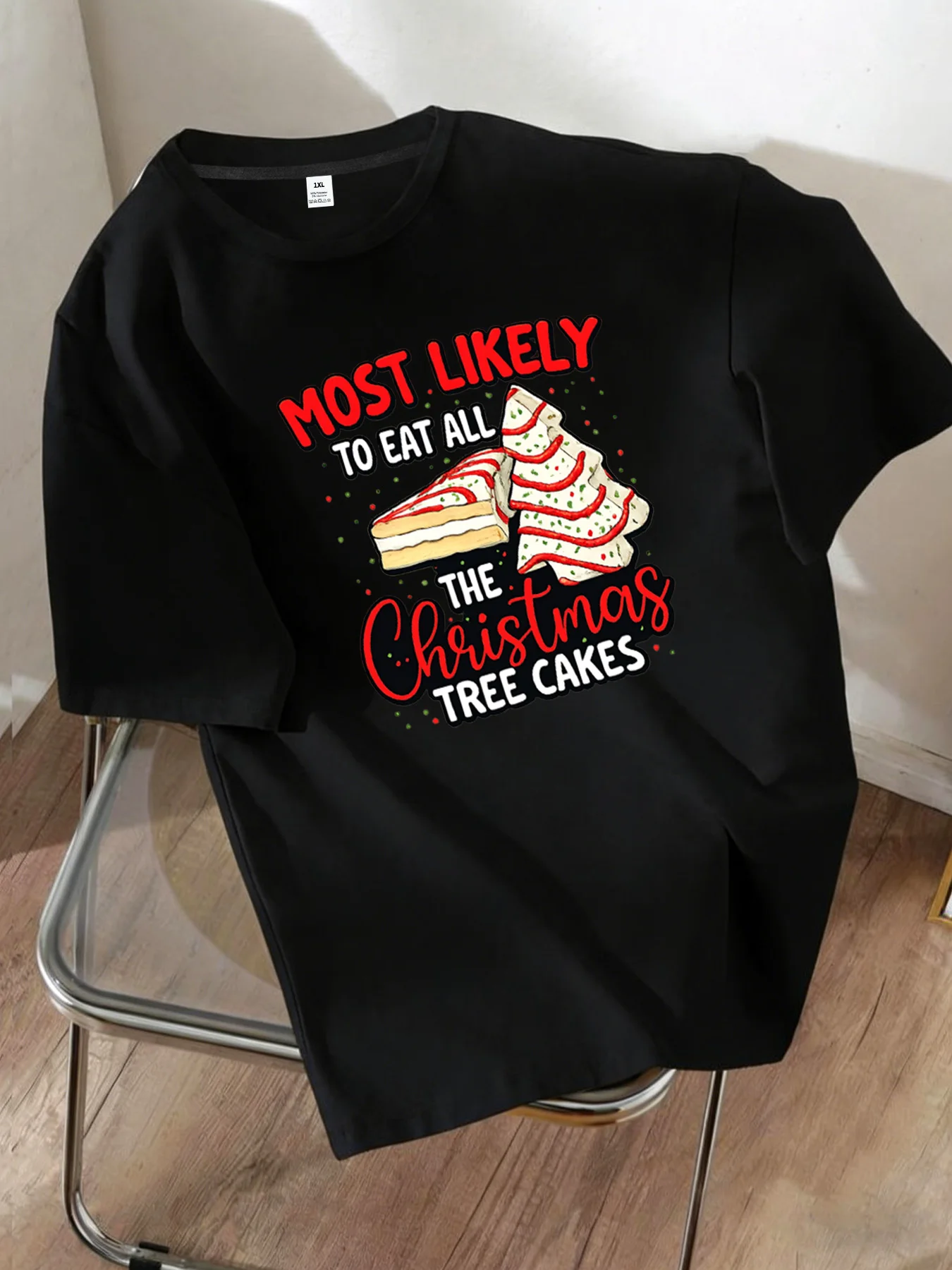 

[YJ01065] Женская футболка больших размеров с принтом «Самые вероятные кандидаты на то, чтобы съесть всю выпечку в виде рождественской елки», с круглым вырезом, повседневная, с коротким рукавом, летняя, модная