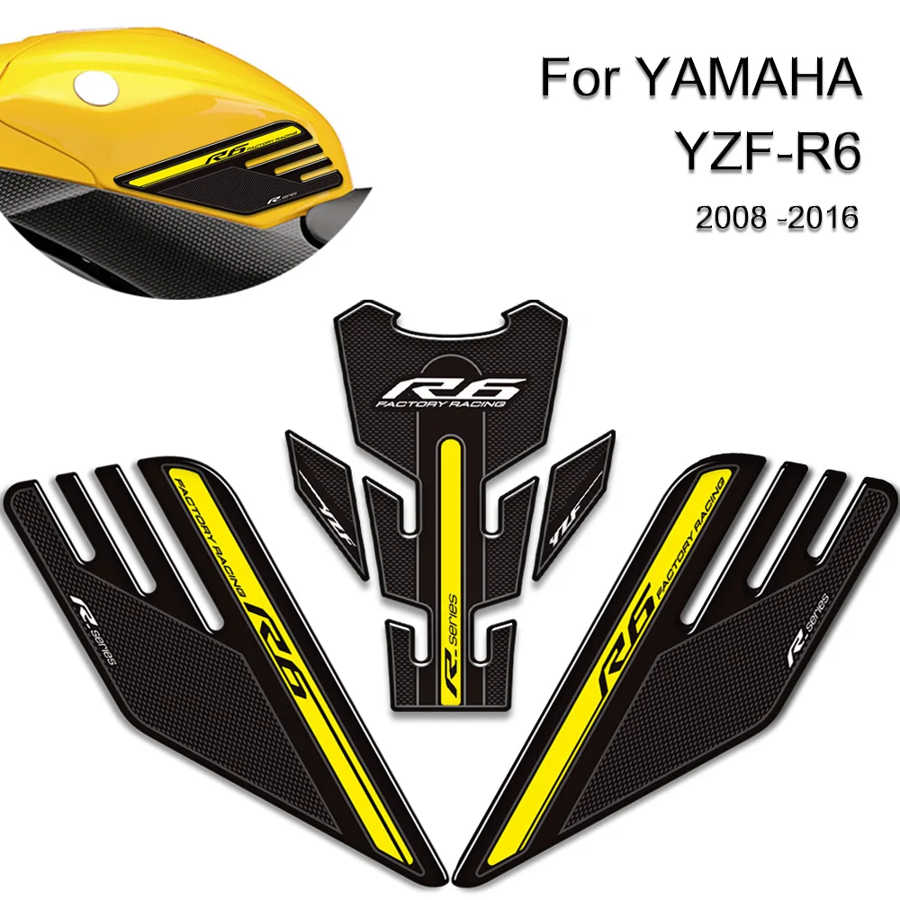 For YAMAHA YZF-R6 YZF R6 YZFR6 Motorcycle Tank Pad Grips Side Gas Fuel Oil Kit Knee Protector 3D Stickers 2008 -2016