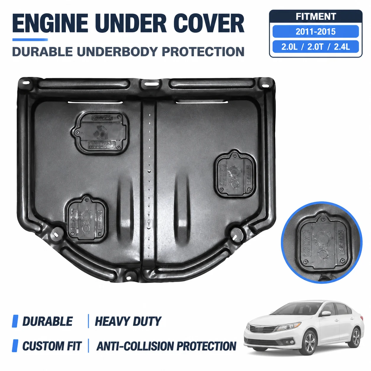Custom Fit Engine Skid Plate For Kia Optima K5 2011-2015 2.0L 2.0T 2.4L Heavy Duty Underbody Protection Anti Collision Design