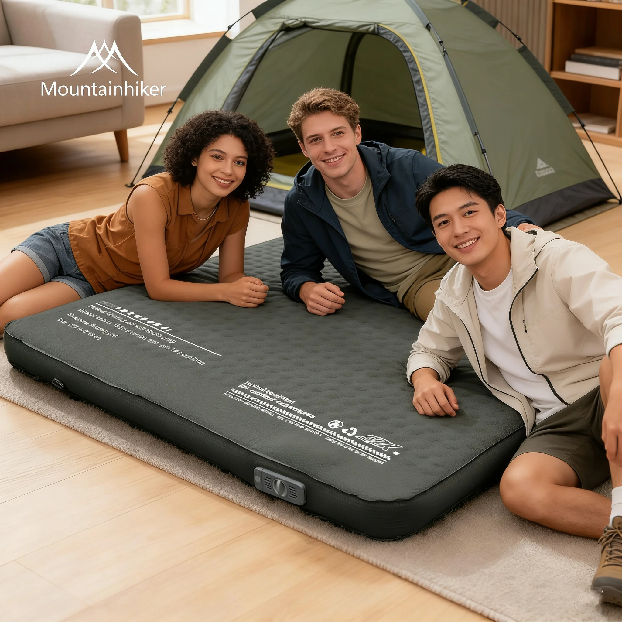 MOUNTAINHIKER Single Double Person Self-Inflating Mattress 10cm Thick Portable Camping Sleeping Bed Pad Mat with Storage Bag