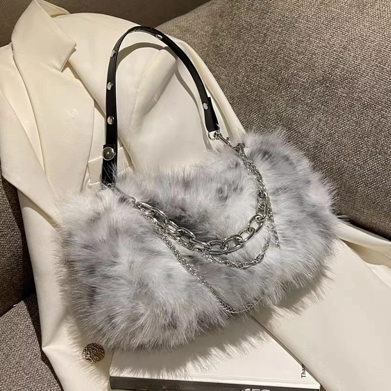 

Faux Fur Handbags for Women Fluffy Fuzzy Bags Purse Crossbody Shoulder Bag