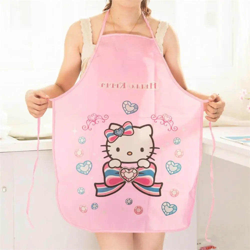 Sanrio Hello Kitty Korean Style Cute PVC Cartoon Princess Half Apron Kitchen Oil Water Stain Resistant