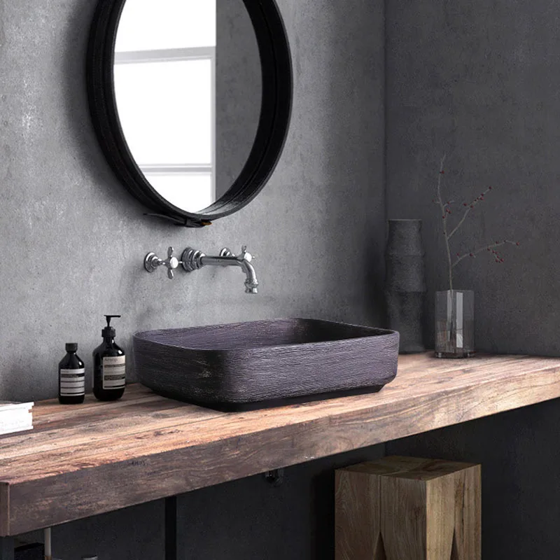 Colourful gray and blue glazed porcelain bathroom vanity bathroom sink bowl countertop Oval Ceramic bathroom sink wash basin