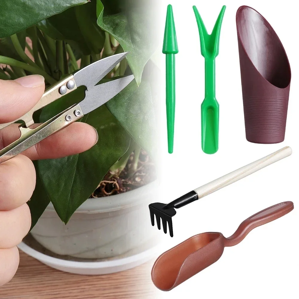 13PCS Mini Gardening Supplies Transplanting Miniature Planting Hand Tool Kit Mini Garden Hand Tools Succulents Spray Bottle SD