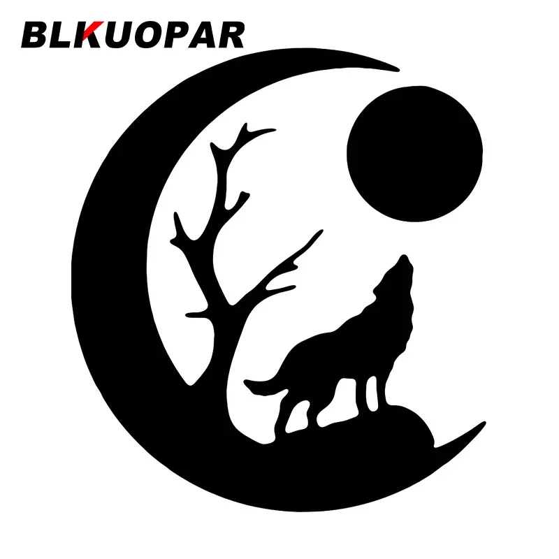 

BLKUOPAR Wolf Howls At The Moon Car Stickers Air Conditioner Decal Car Door Vinyl Bumper Protector Waterproof Windows Decoration