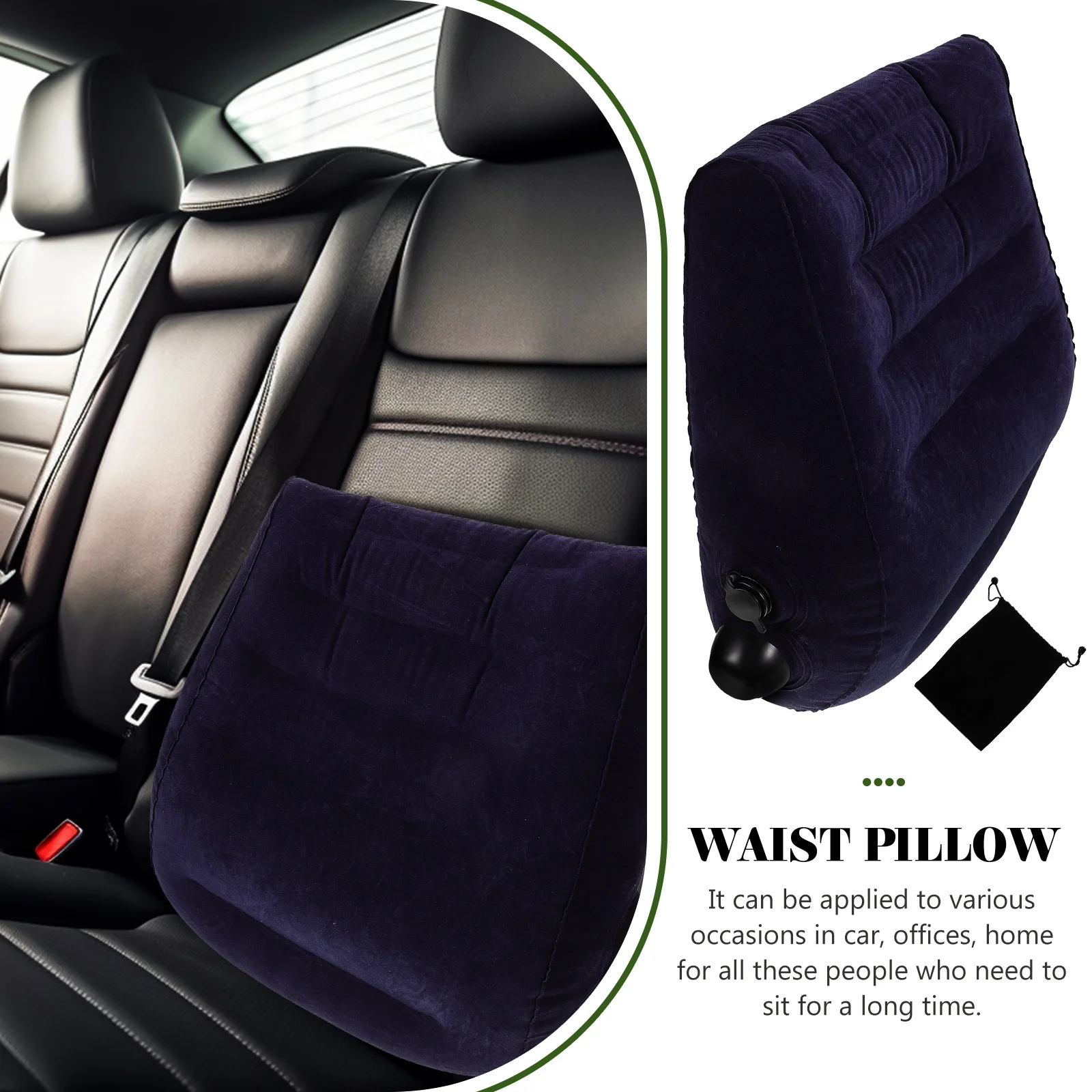 

Car Lumbar Support Cushion Inflatable Breathable Pillow Comfortable Waist Pillow for Office Chair Long Travel Sitting