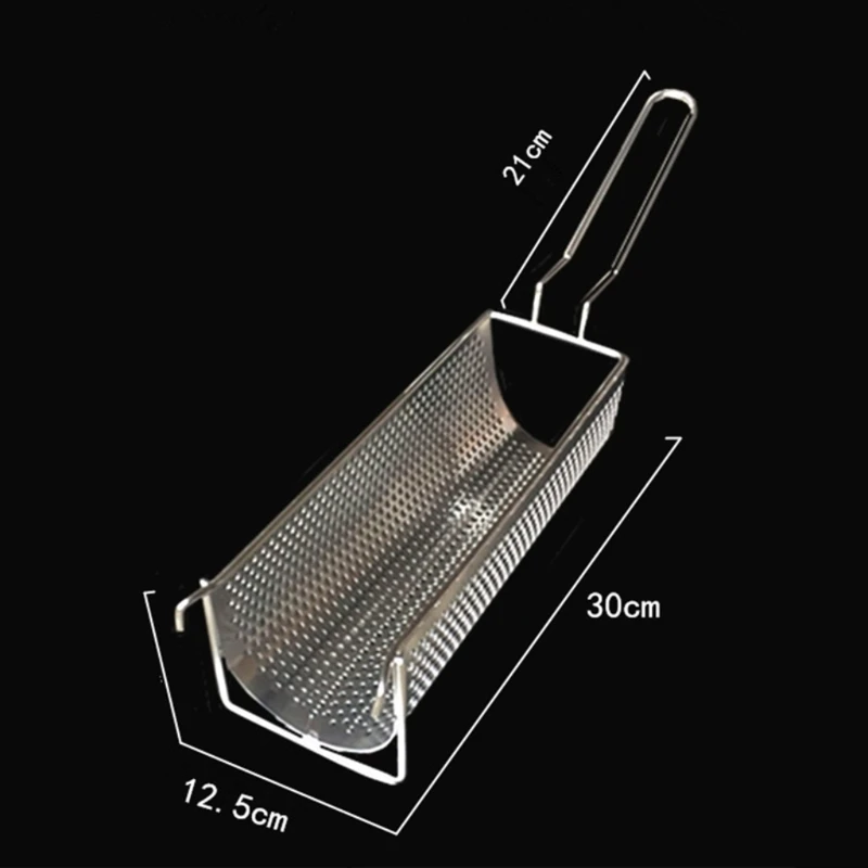 Stainless Steel Fried Baskets Long Fry Potato Chip Container Best for French Fries Potato Chip Kitchen Gadgets