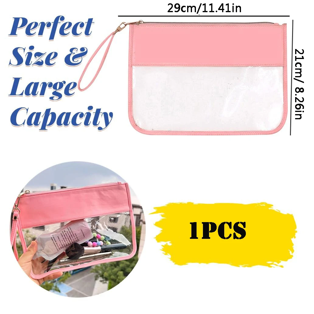 8PCS Clear Makeup Bags, Preppy Patch Clear Stuff Bag Snack Bag Stoney Clover Dupes Travel Makeup Bag with Zipper for Women