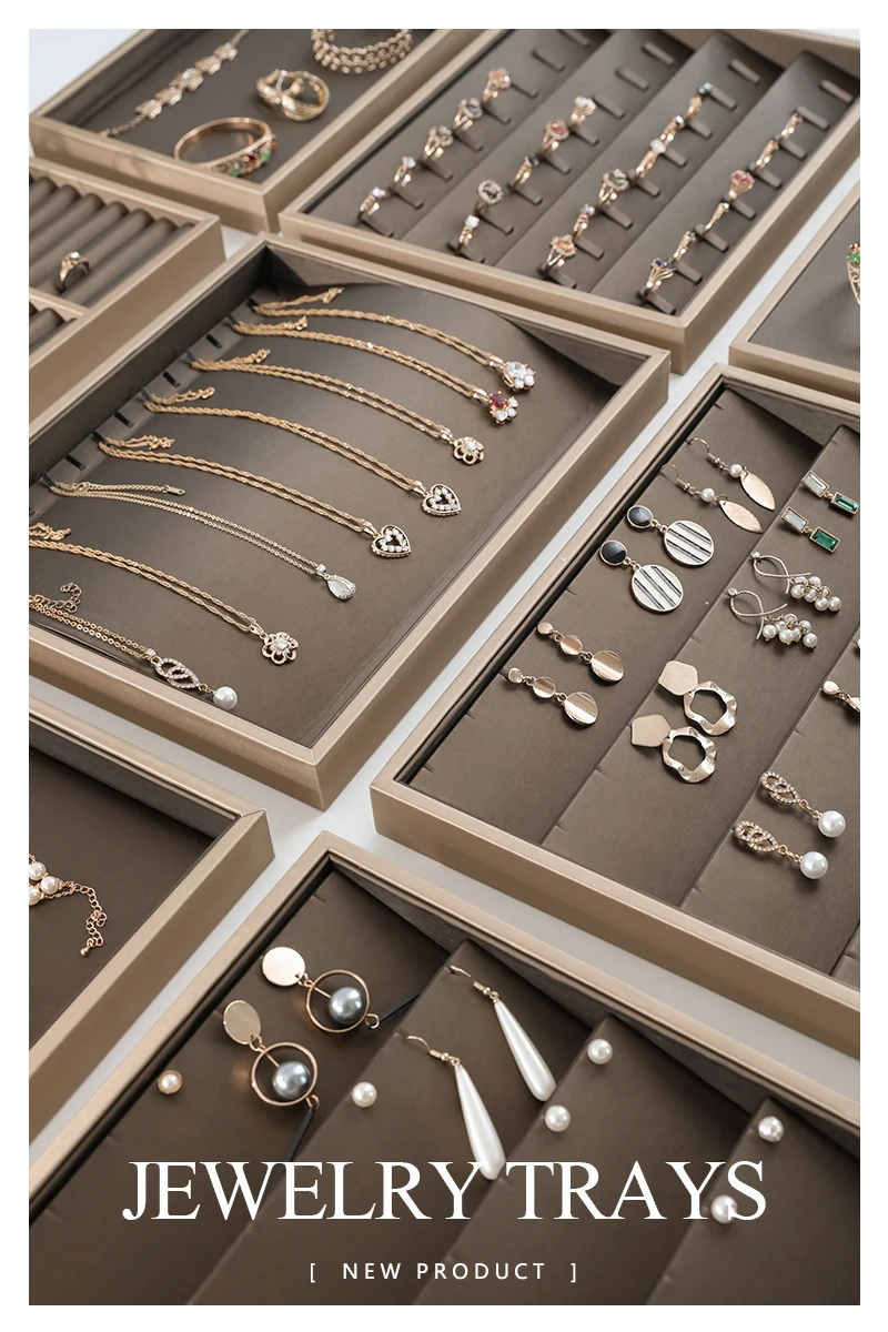 PU Leather Jewelry Display Tray for Drawer Counter Top Pendant Earrings Necklace Ring Organizer Bracelet Holder Storage Showcase