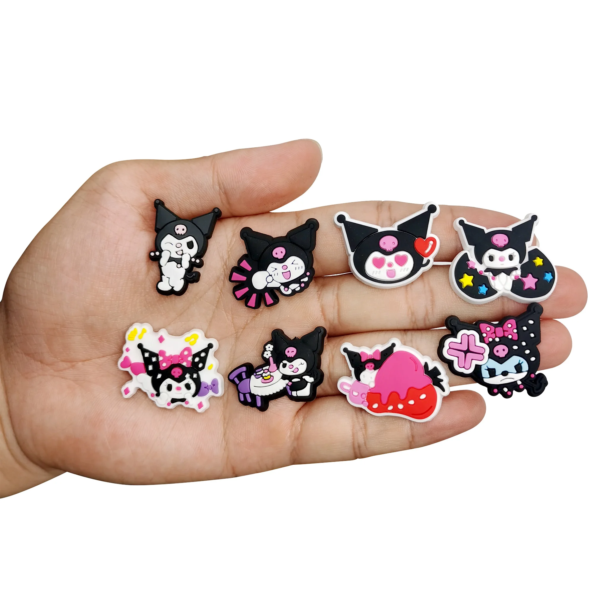 

1/21pcs Lovely Kuromi PVC Kids Shoe Charms Miniso Japanese Cartoon Slipper Buckle Accessories Fit Birthday Gifts
