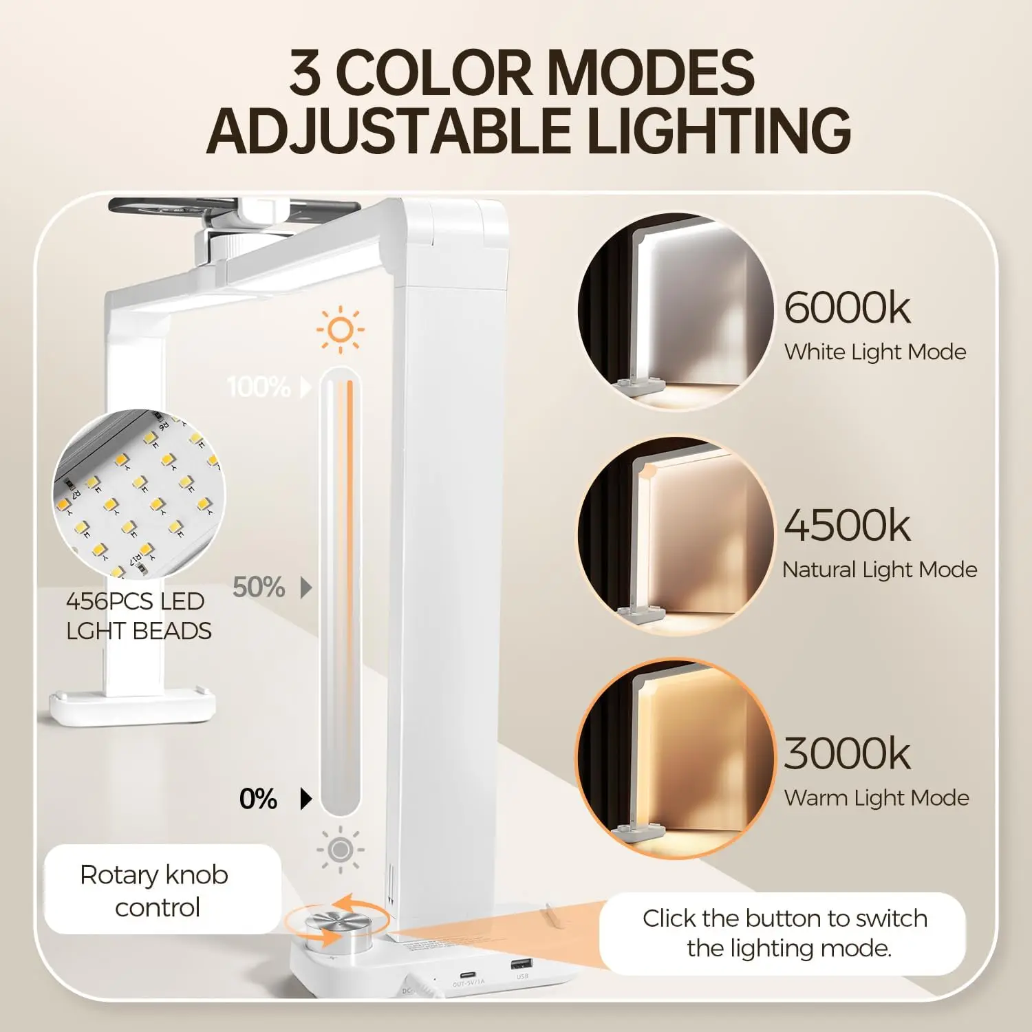 AORAEM 34' faltbare LED-Nagellampe, 456 LEDs, 3 Farbmodi, Telefonhalter