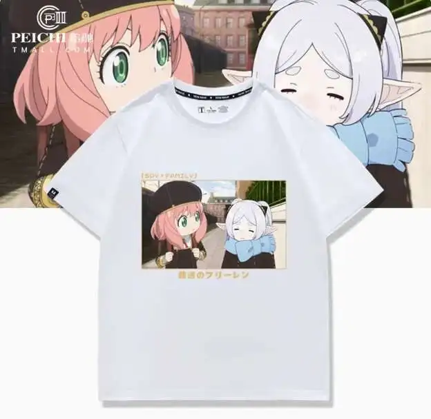

Anime SPY×FAMILY Frieren: Beyond Journey's End Anya Forger Sleeve ShortT-Shirt Summer Cosplay Costume Casual Student XY Loose