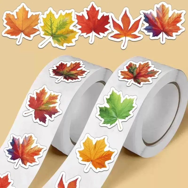 500 pezzi adesivi in rotolo di foglie d'acero paesaggio modello piccolo adesivi per motociclette per bagagli fai da te skateboard tazza d'acqua