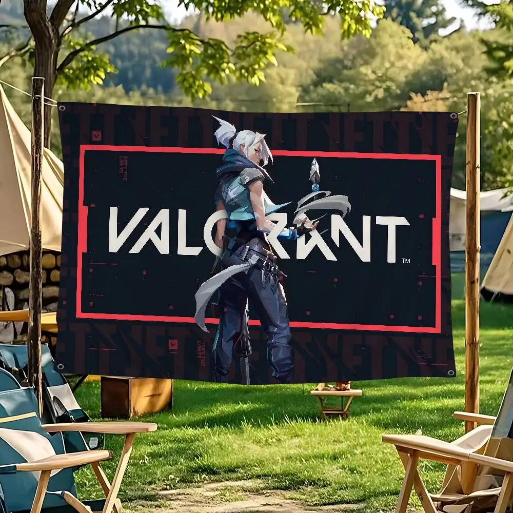 V-Valorant-Game High End Quality Banner Printing Artistic Atmosphere Style Camping Flag