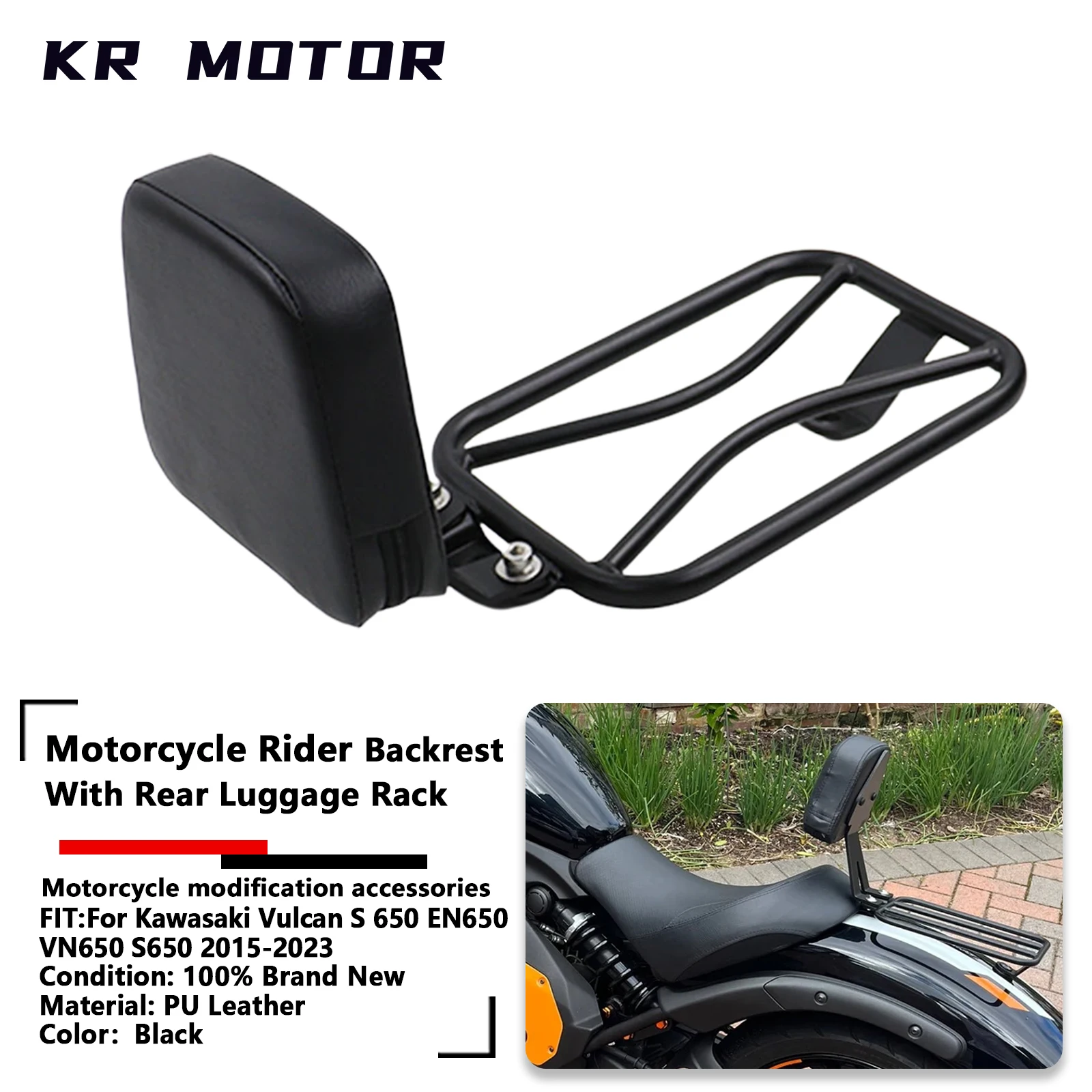 

Fit For Kawasaki Vulcan S 650 EN650 VN650 VN S650 2015-2023 Motorcycle Rider Backrest Back Cushion Pad With Rear Luggage Rack