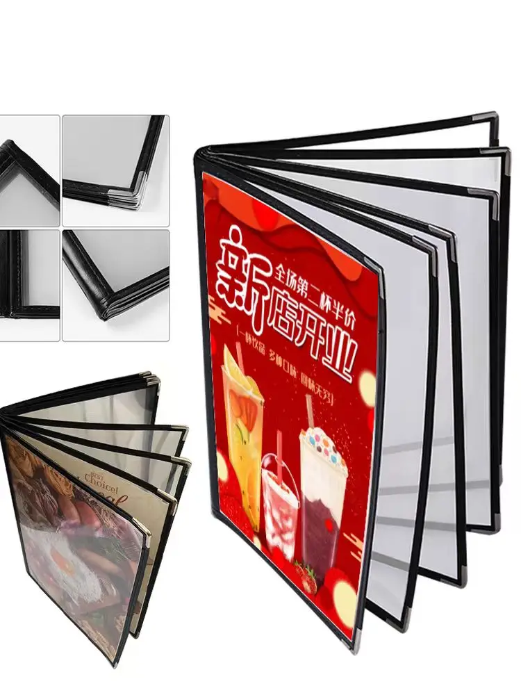 

Transparent Menu Folder with Metal Corners A4 Size Paper 1/2/3/4/5/6/8/10/12 Pages 2/4/6/8/10/12/16/20/24/28 Views for Organizin