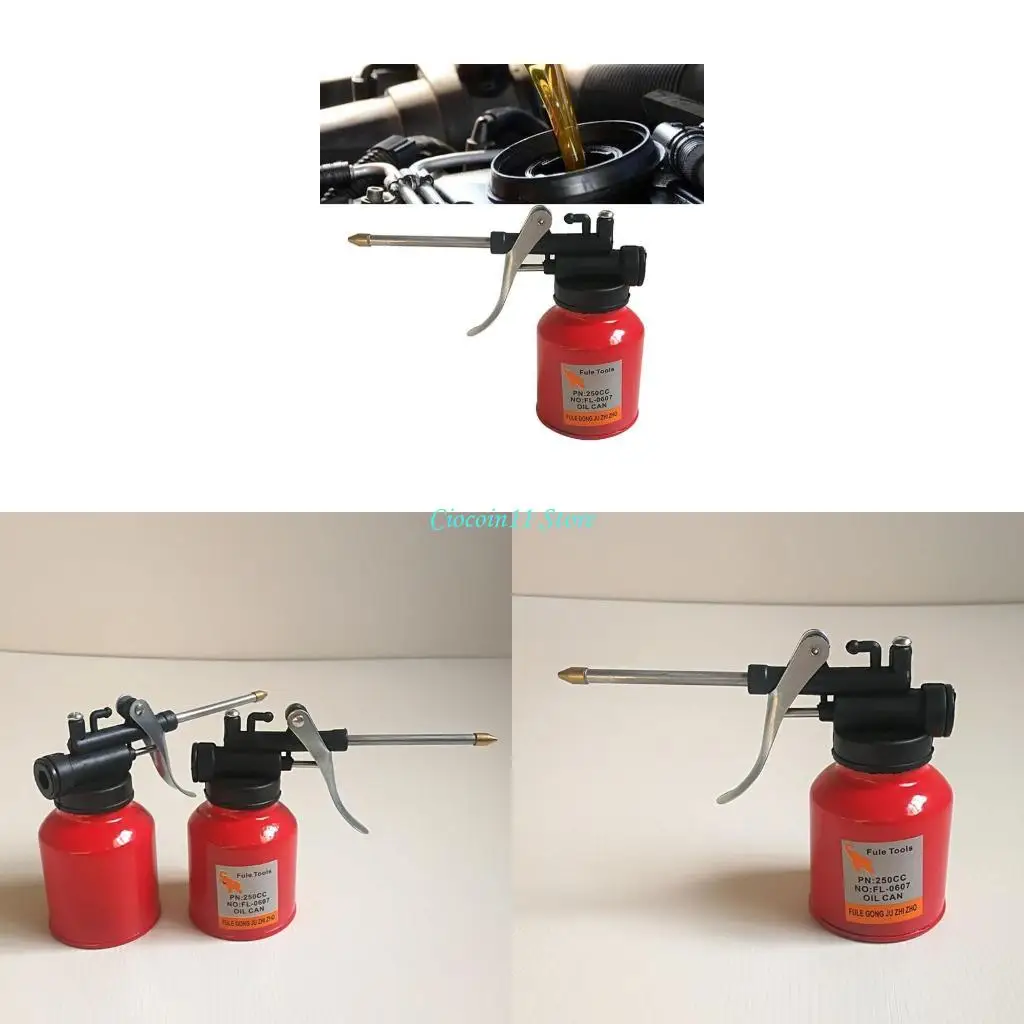 

Y1UB 250ml Oil Can Plastic Hose Refueling Pot High Pressure Oiler Grease Pump