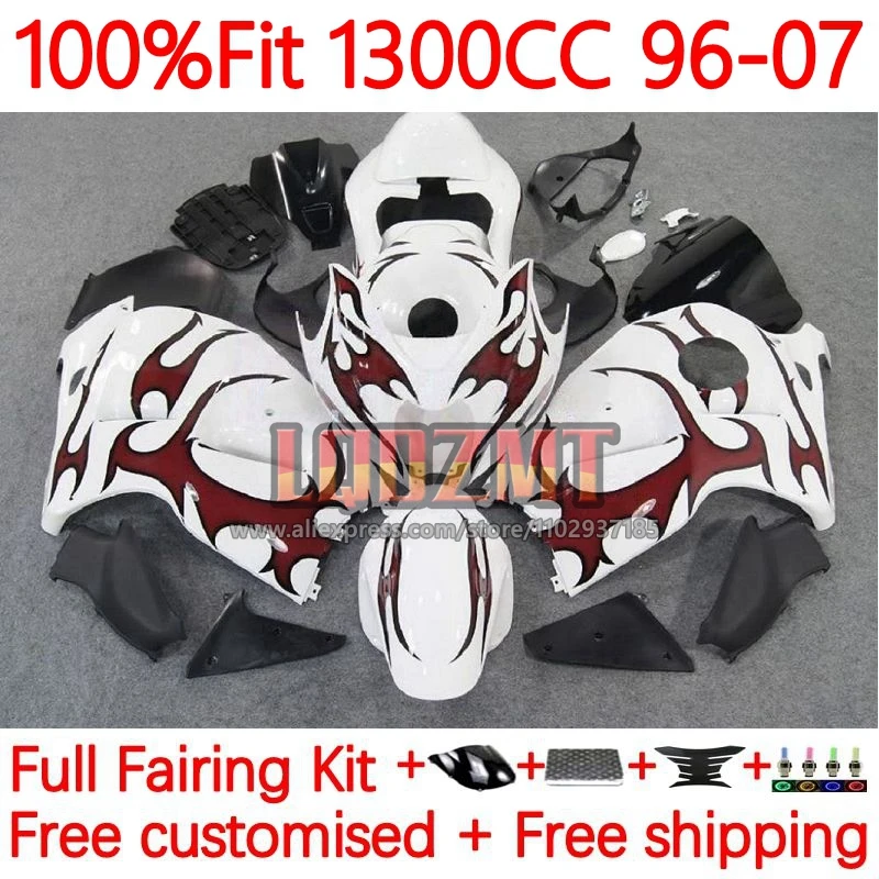 Red flames Injection For SUZUKI Hayabusa GSXR1300 GSXR 1300 CC 96 97 98 99 00 01 02 2003 2004 2005 2006 2007 Fairing 170No.23