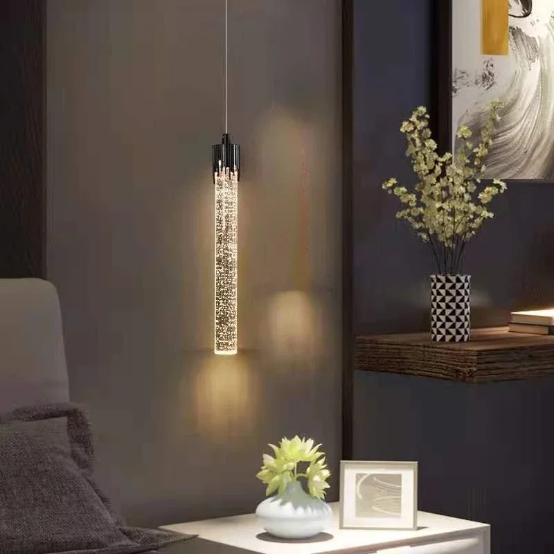 Modern Crystal Pendant Lamp para o quarto, Luzes penduradas, Iluminação de teto, Decoração de cabeceira, Luminária de entrada