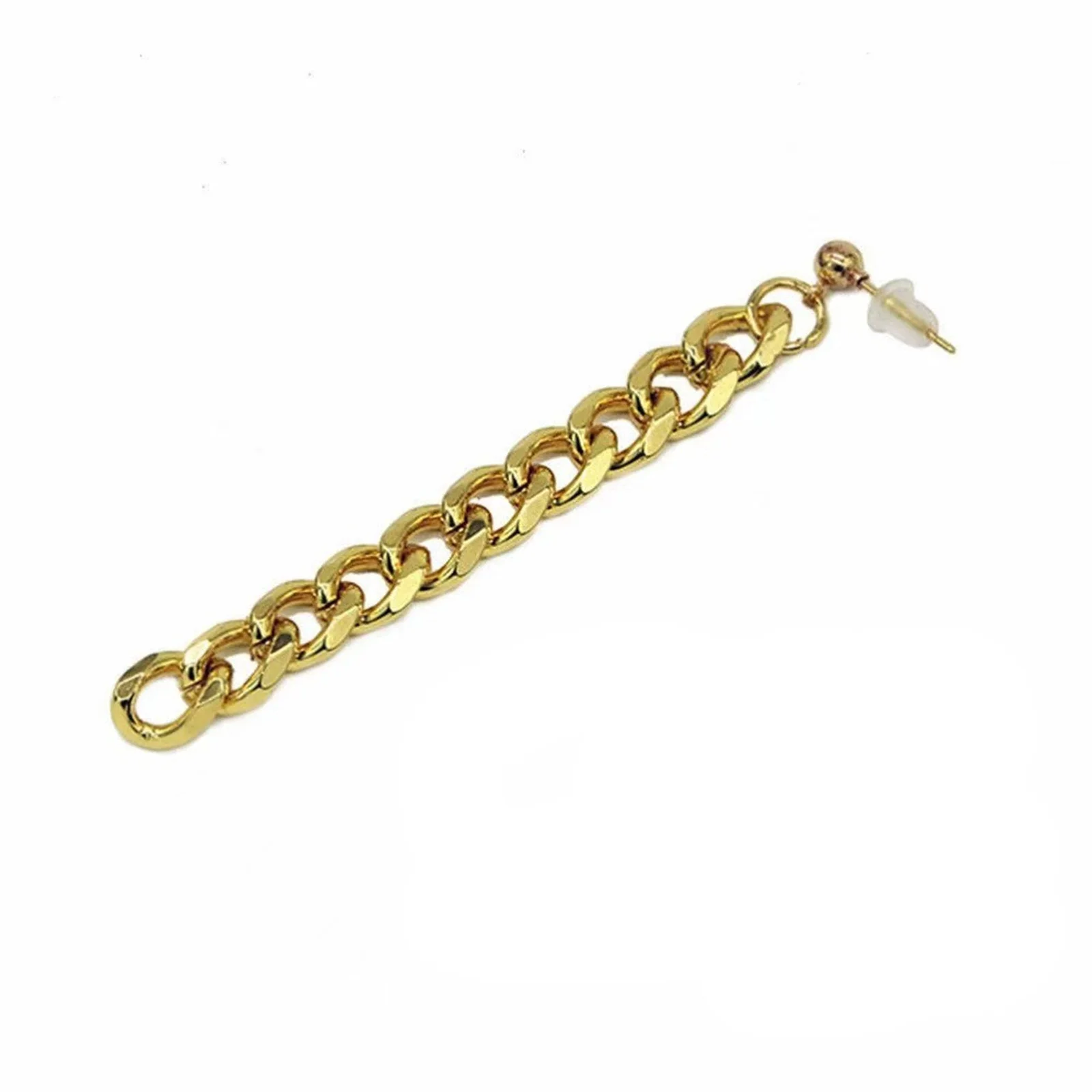 Anime Rumi Cosplay Chain Drop Earrings Gold Chunky Chain Earrings Metal Chain Dangle Ear Clip Halloween Costume Accessories