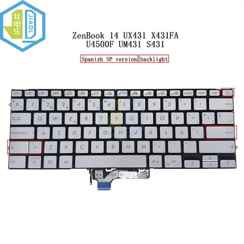 Laptop Backlit Spanish US Silver Keyboard For ASUS ZenBook 14 UX431 UX431F UX431FN X431FA UM431 S431 U4500F Spain Keyboards