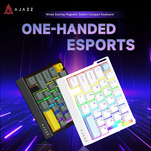 AJAZZ AK029 Teclado para juegos con cable de una mano HE interruptor magnético 29 teclas RGB 8000Hz Mini teclado mecánico para jugadores de PC de deportes electrónicos
