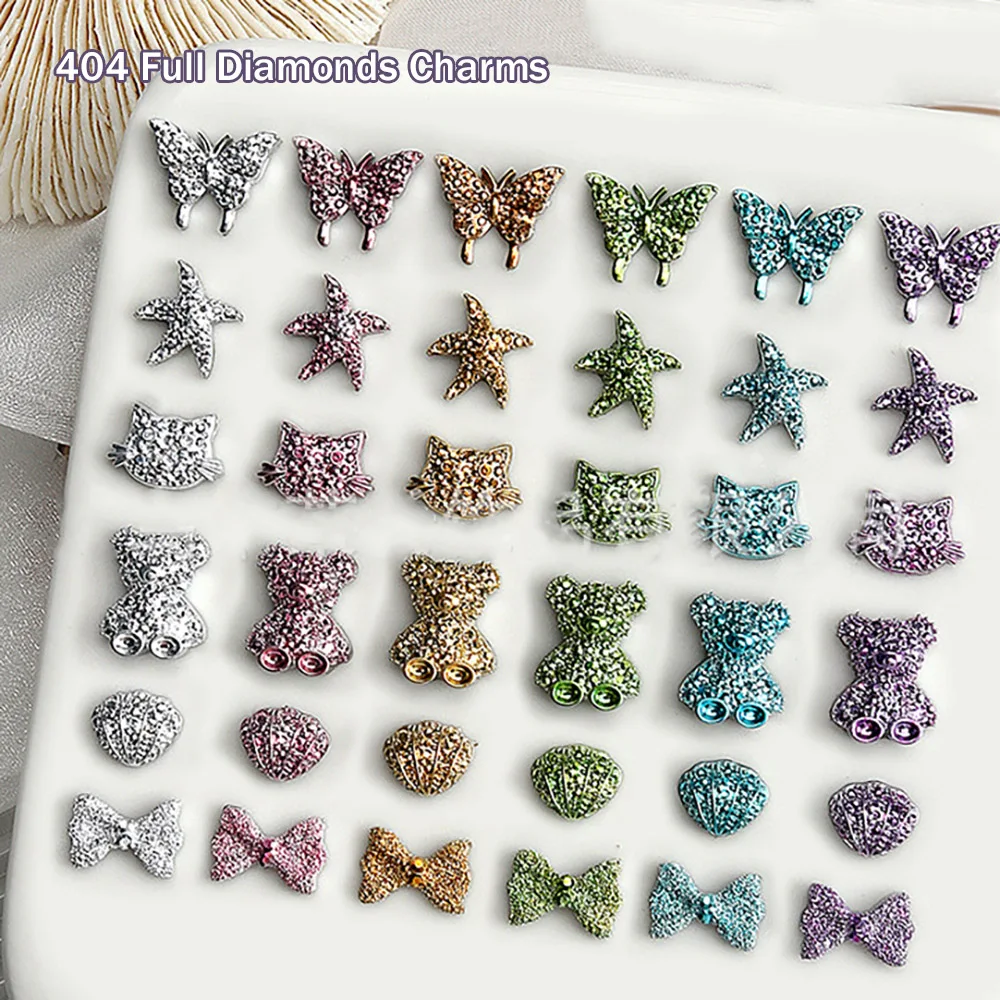 -Diamond Design- Ins Blockbuster Resin Ornaments Mix Color Bear,Butterfly,Bowknot Nail Knickknack Full Diamond Insider Charm 404