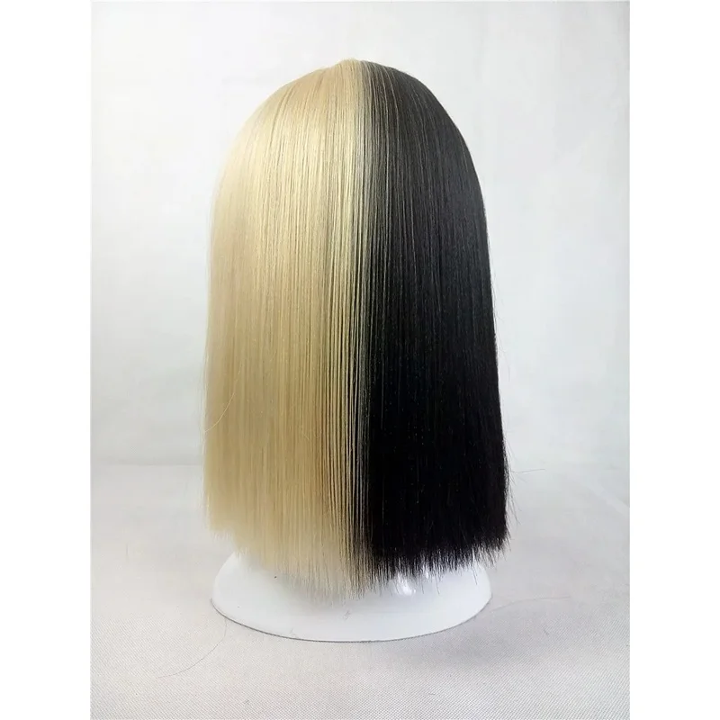 x;3,f6'b7g,Sia Alive, peluca de color negro con reflejos, media longitud, color rubio claro, cubre ojos y nariz, cabello resistente al calor, para cosplay;h7'b8f,4/