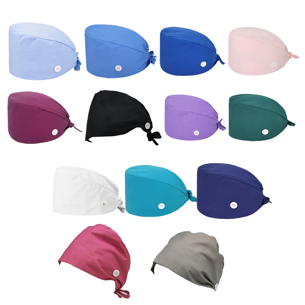 Scrub Caps cappello chirurgico con stampa floreale con tappi per la cura dei bottoni Skin Friendly