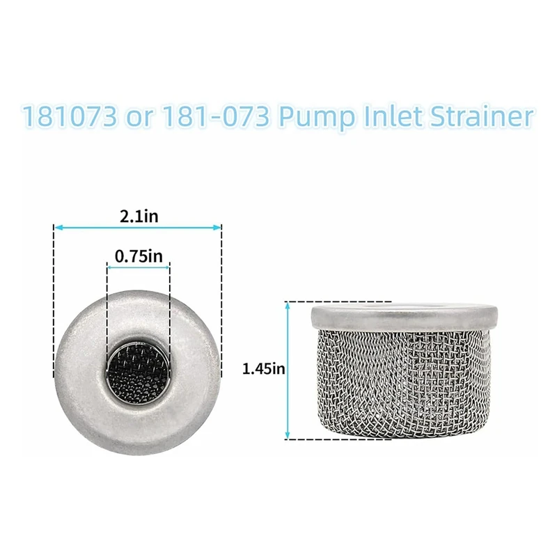 ABUL-4Pcs 181073 Or 181-073 Pump Inlet Strainer,Screen Filter 1/2In NPT Thread Stainless Steel With For Airless Paint Sprayer
