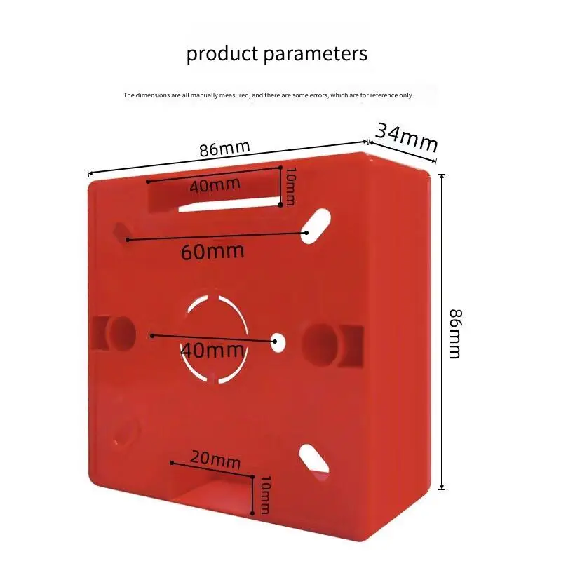 Picture 4: Fire Red Ultra-thin Surface-mounted Bottom Box Wire Box 86 Type 35 Surface Box Panel Junction Box British Standard Red Box