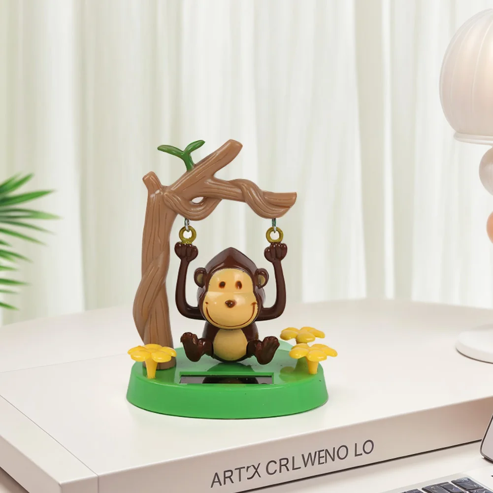 Solar Dancing Monkey Toy Animated Bobble Monkey Dancer Cute Animal Desktop Ornaments Cartoon for Car Interior Decoration