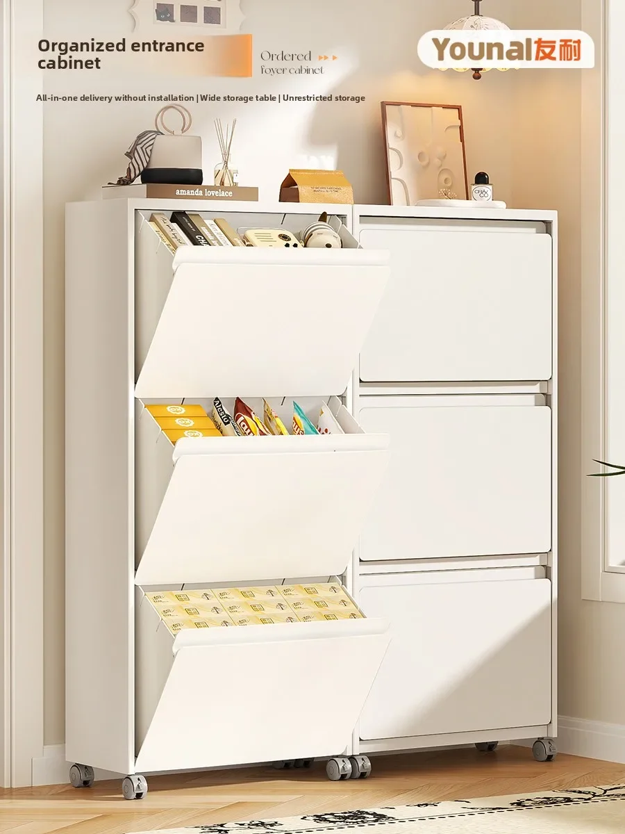 Home entrance cabinet integrated against the wall crack large-capacity storage cabinet