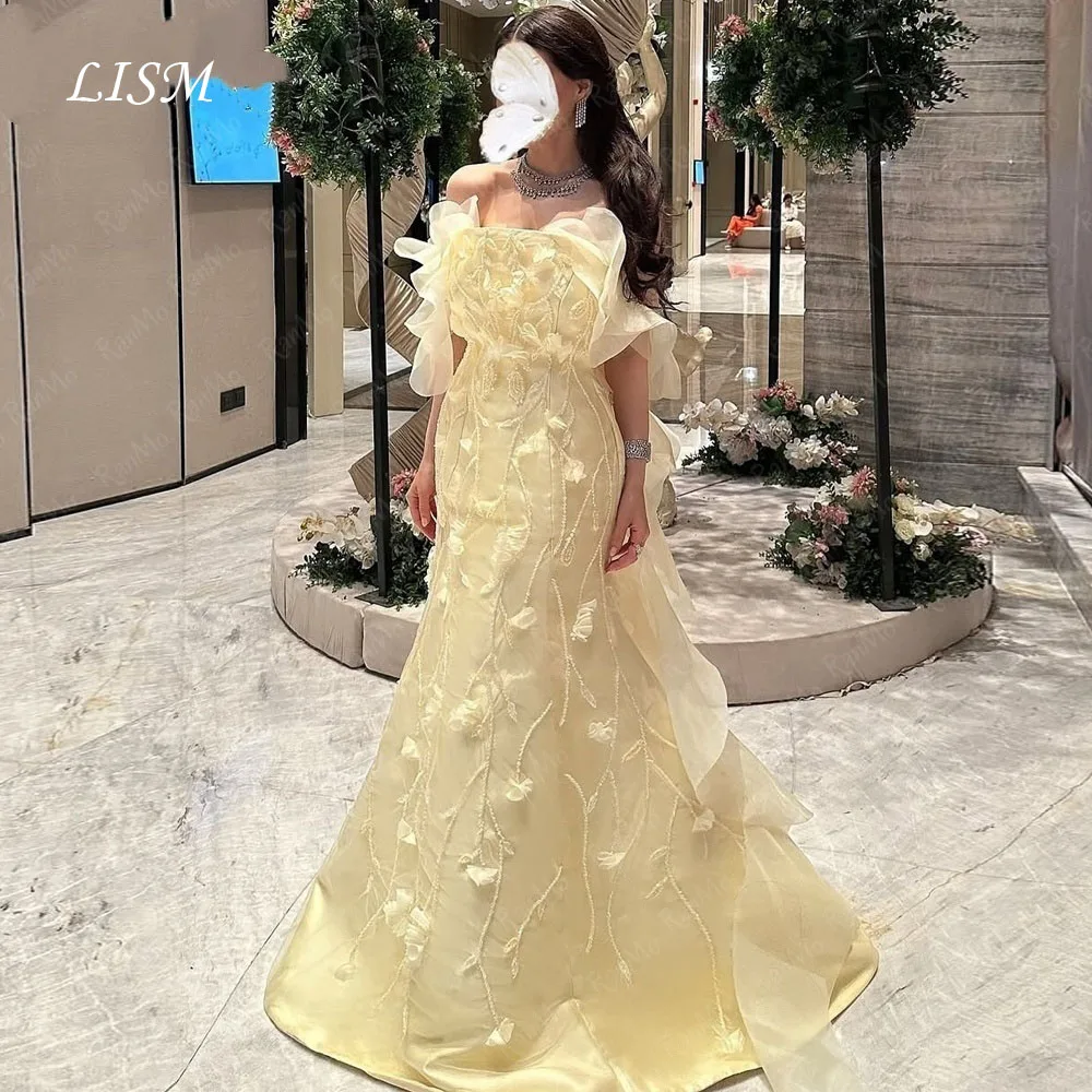 LISM 럭셔리 오프 숄더 이브닝 드레스 민소매 비즈 장식 레이스 맞춤형 여성용 2026 섹시 웨딩 파티 정장
