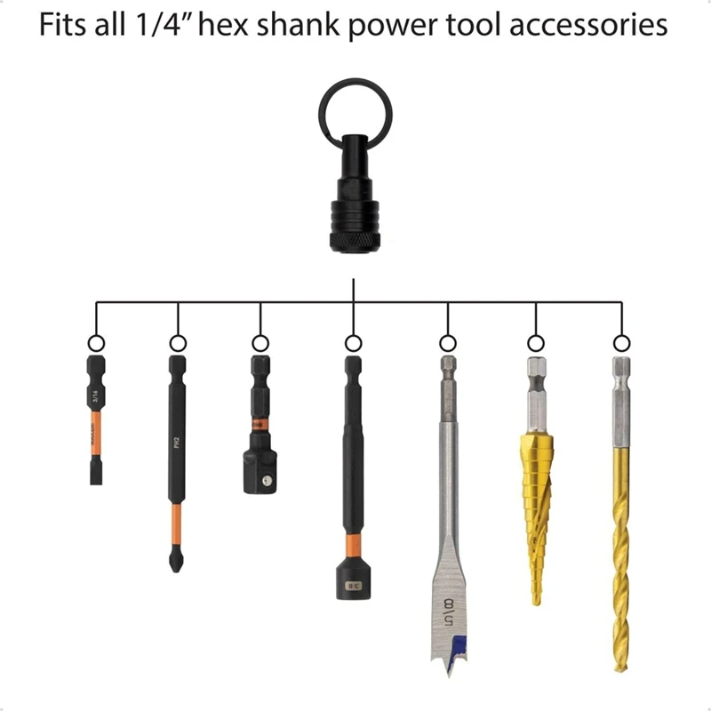 ABBN-6PCS Bit Holders Keychain, 1/4 Inch Hex Shank Bit Holders, Quick-Change Design For Nut Driver, Screwdriver & Drill Bits
