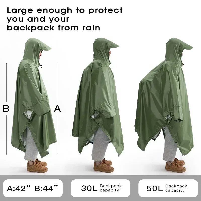 3 In 1 Outdoor Military Waterproof Raincoat Rain Coat Men Raincoat Women Awning From The Rain Motorcycle Rain Poncho Picnic Mat