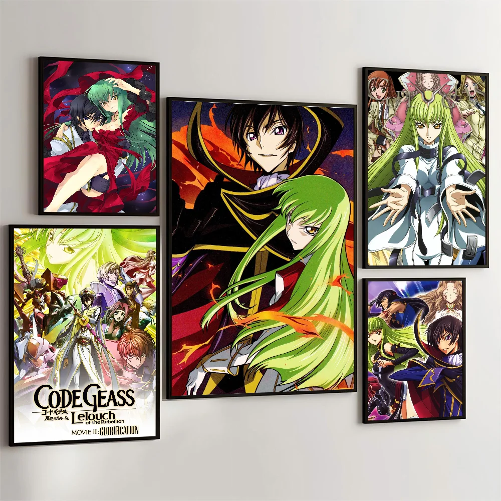 1PC Code Geass Anime Poster Movie Sticky Posters Retro Kraft Paper Sticker DIY Room Bar Cafe Aesthetic Art Wall Painting