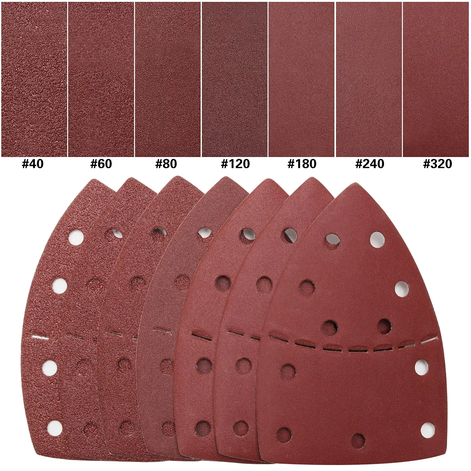 Kit di carta vetrata per Mouse con gancio e anello da 105x150x150MM 70 pezzi per Multi-levigatrici 10 pezzi ciascuno grana assortita 40-320 per la molatura del metallo